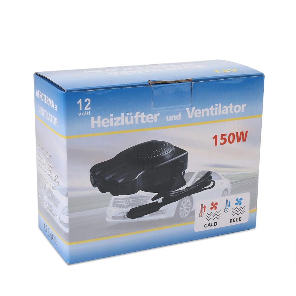 Car Demister Car Defroster Electric Heater New Portable 12V 150W 2-In-1 Multi-Function Temperature Regulation Dryer Warmer