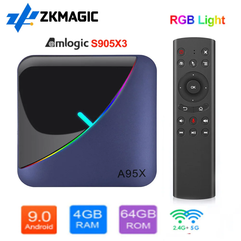16g-Set Tv-Box Android 9.0 Amlogic S905x3 A95x F3 Media-Player 4K Wifi 2G RGB BT 64G