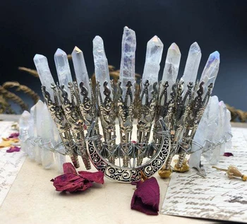

Handmade moon natural crystal Quartz crown wedding bride bridesmaid party jewelry headband ladies headgear
