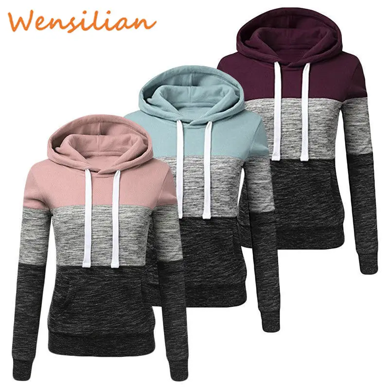 Women Hoodie Sweatshirts Patchwork Pullovers Pink Casual Soft Harajuku Shirt Hoody Hoodie Sweatshirt Outwear Sudadera Mujer 2019