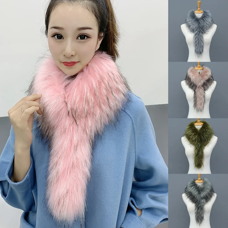 Воротник из искусственного меха накидка шаль Зимние Женские однотонные длинные