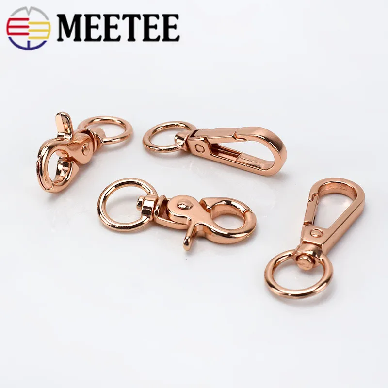 Meetee 5/30 шт Розовое золото сумки ремень с металлической пряжкой спусковым крючком поворотный замок-Карабин Пряжка для собак брелок аппаратных аксессуары для ванной комнаты
