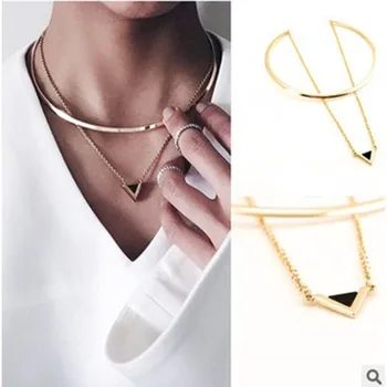

Europe and the United States the new jewelry fashion people geometric drip sautoir triangle pendant necklace, necklace