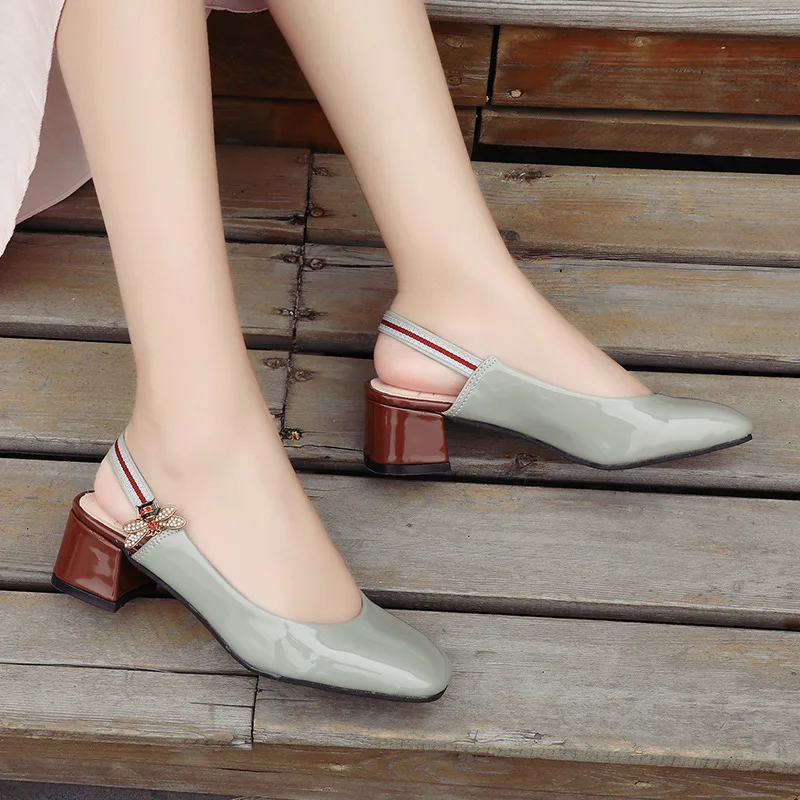 

Chunky-Heel Sandals Women's 2019 Summer New Style WOMEN'S Shoes Korean-style Versatile High-Heel Fashion Shallow Mouth WOMEN'S S