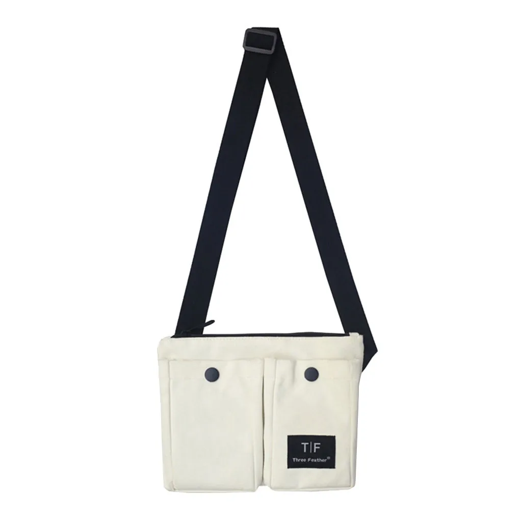 Women Pure Color Multipe Pocket Canvas Messenger Bags Casual Tote Outdoor Bag Zipper Shoulder Bag Female Handbag Totes Femme