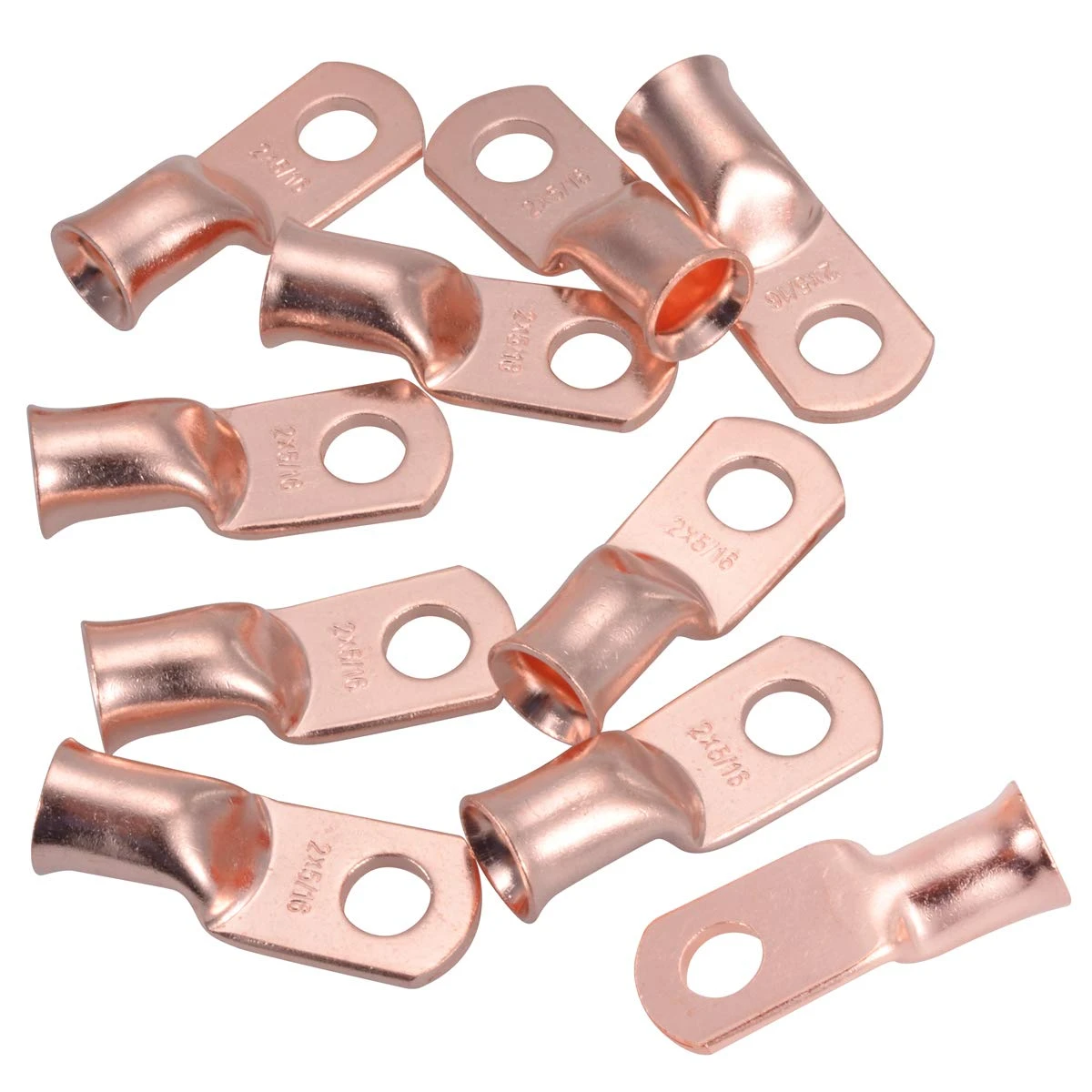 10X Electrical Wire Ring Connectors Bare Copper Tube Lugs Battery