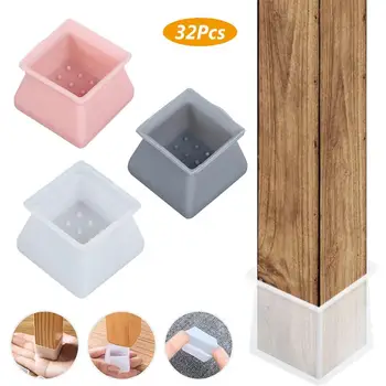 

32PC Furniture Table Chair Leg Floor Feet Cap Cover Protector Feet Pads Non-slip Table Chair Leg Cap Foot Protection Bottom Cove