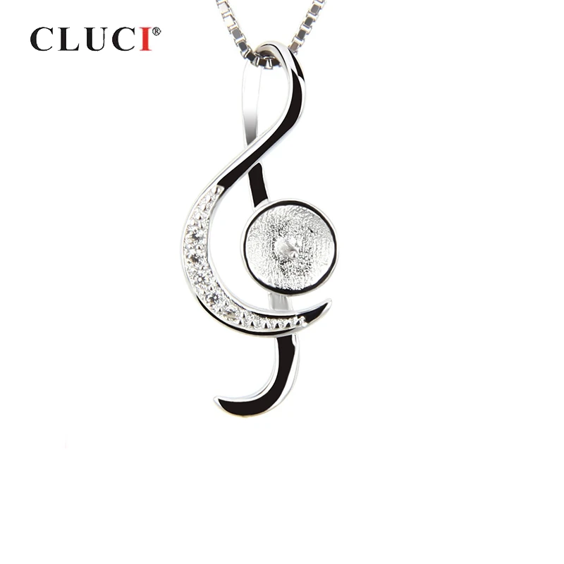 CLUCI Silver 925 Music Note Shaped Pearl Pendant Mounting for Women Jewelry Making 925 Sterling Silver Charms Pendant SP020SB