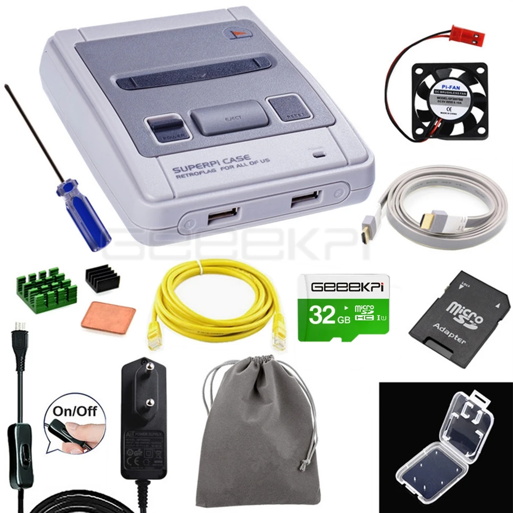 Чехол GeeekPi Retroflag SUPERPi-J NESPi чехол с дополнительным игровым контроллером сумка для переноски для Raspberry Pi 3B+/3B/2B - Цвет: CASE Card Kit