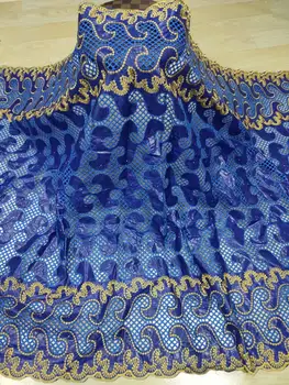 

2020 Latest African Bazin Riche Nigerian Net Lace Fabric With Diamond Embroidery France Lace Fabrics 5Yards/Lot