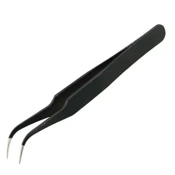 

Handy Black Silver Tone Pointed Bent Curved Tweezers 5" Length