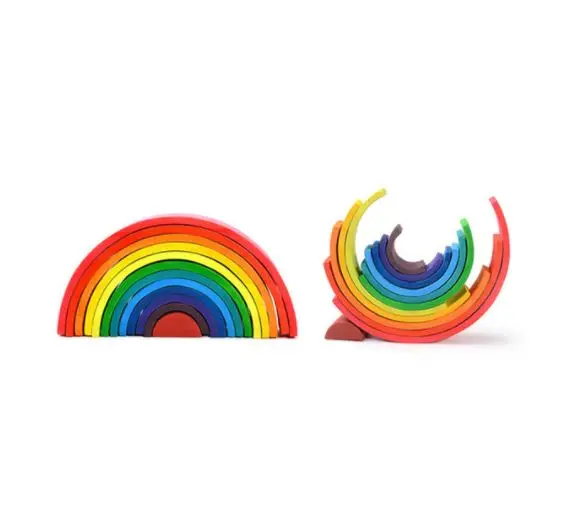 12 шт. Радужный блок полукруг деревянная pegdoll игрушка для ребенка мяч крышка коробка детская игрушка форма набор Eduactional подарок Рождественский подарок - Цвет: 12pcs rainbow blocks