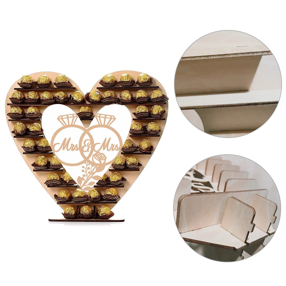 

Wedding Party Ornament Smooth DIY Wooden Heart Shape Romantic Birthday Eco Friendly Chocolate Stand Durable Decoration Non Toxic