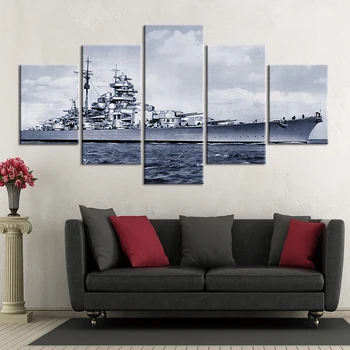 

5 Panel Warship Posters Modern Home Wall Decor Canvas Art Print Wall Pictures For Child Bedroom Canvas Painting