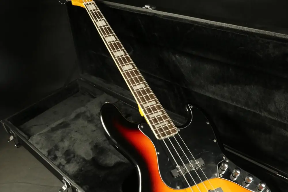 Lzeal sunburst 4 струнная бас-гитара струна через корпус для электрической бас-гитары активная звукосниматель хромированное оборудование