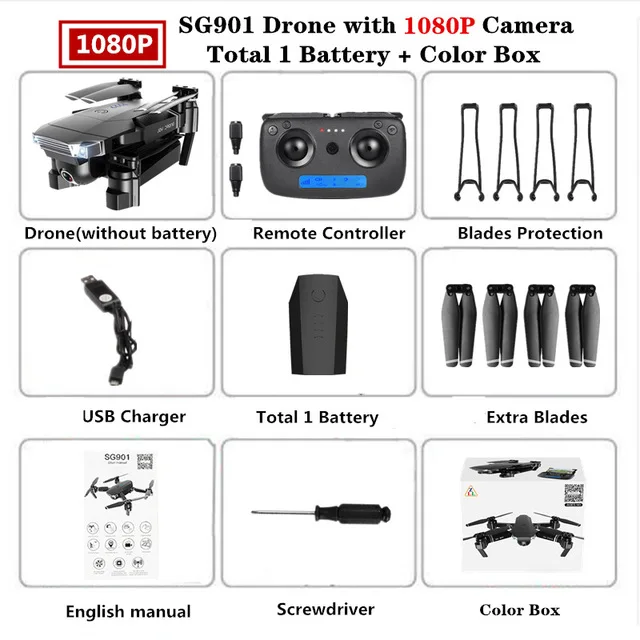 500W Color box 1Batt Радиоуправляемый Дрон SG901 4K HD Двойная камера дроны следуем за мной оптическое позиционирование потока FPV Дрон Квадрокоптер вертолет Дрон селфи игрушки - Цвет: 500W Color box 1Batt