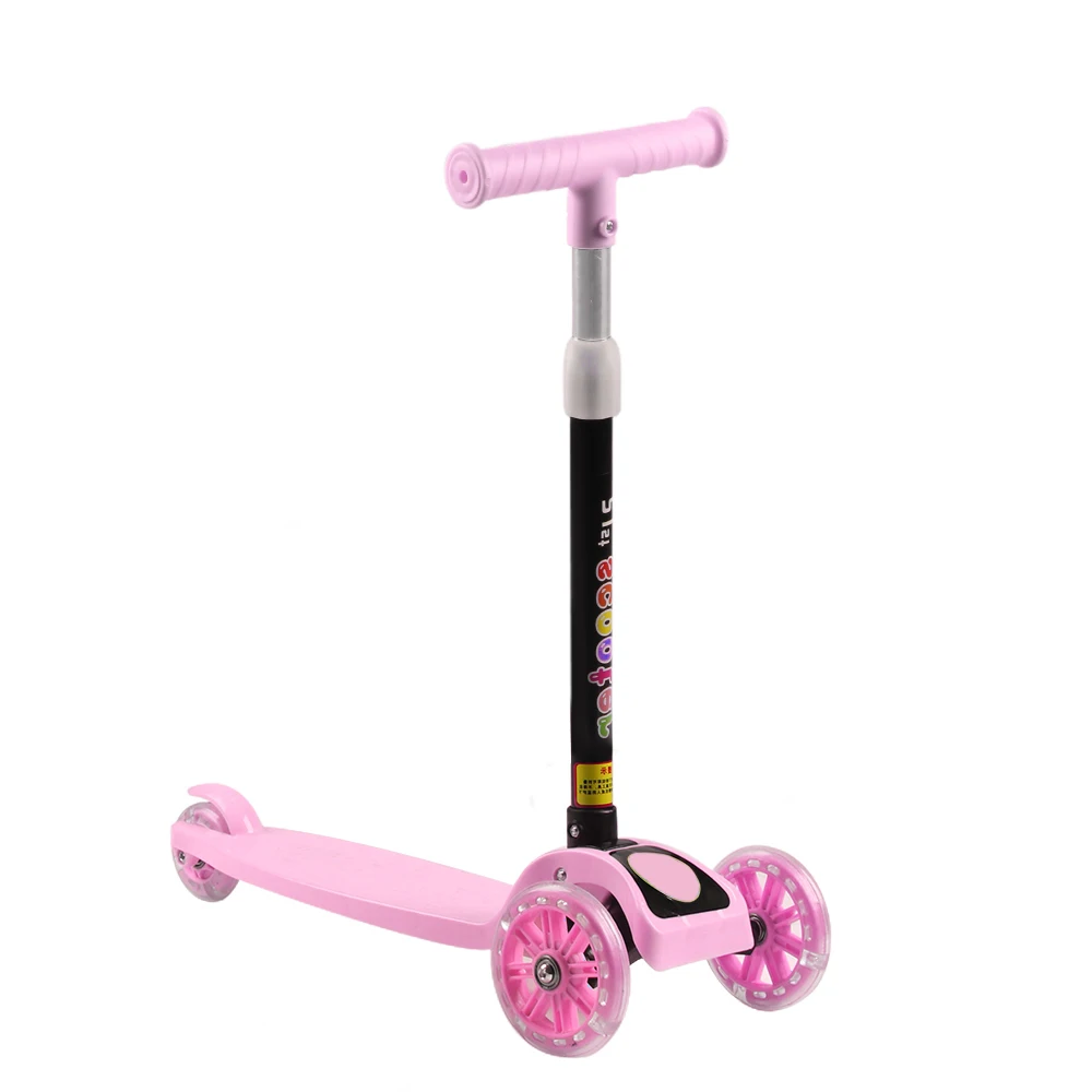 Patinete de 3 ruedas de altura ajustable con luces LED, monopatín de niños