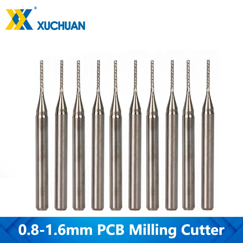 PCB Engraving CNC Router Bit with Blue Coated Corn End Mill Cutting for Machinery 0.8mm 10pcs Tungsten Carbide Milling Cutter 