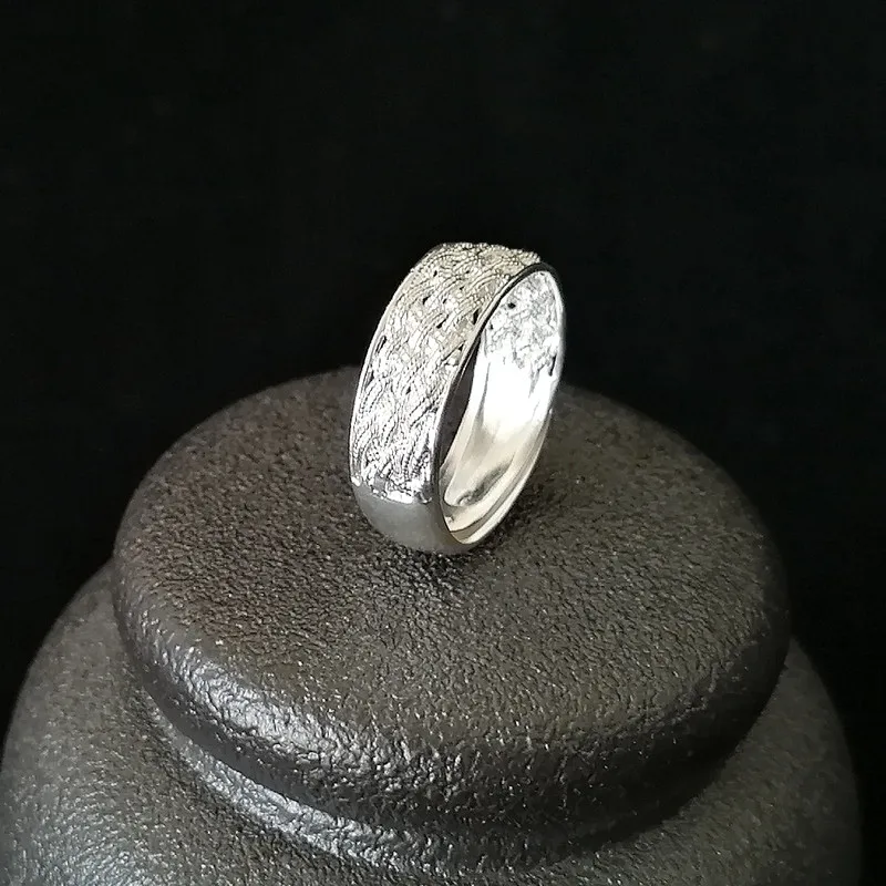 Винтажные кольца из стерлингового серебра 999 пробы, оригинальное обручальное кольцо для мужчин, роскошные мужские ювелирные изделия ручной работы, обручальное кольцо, этническое плетение