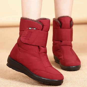 

Women Thick Fur Cotton Shoes New Women Warm Solid Anti-Slip Snow Boots Waterproof Female Winter Boots Thermal Shoes