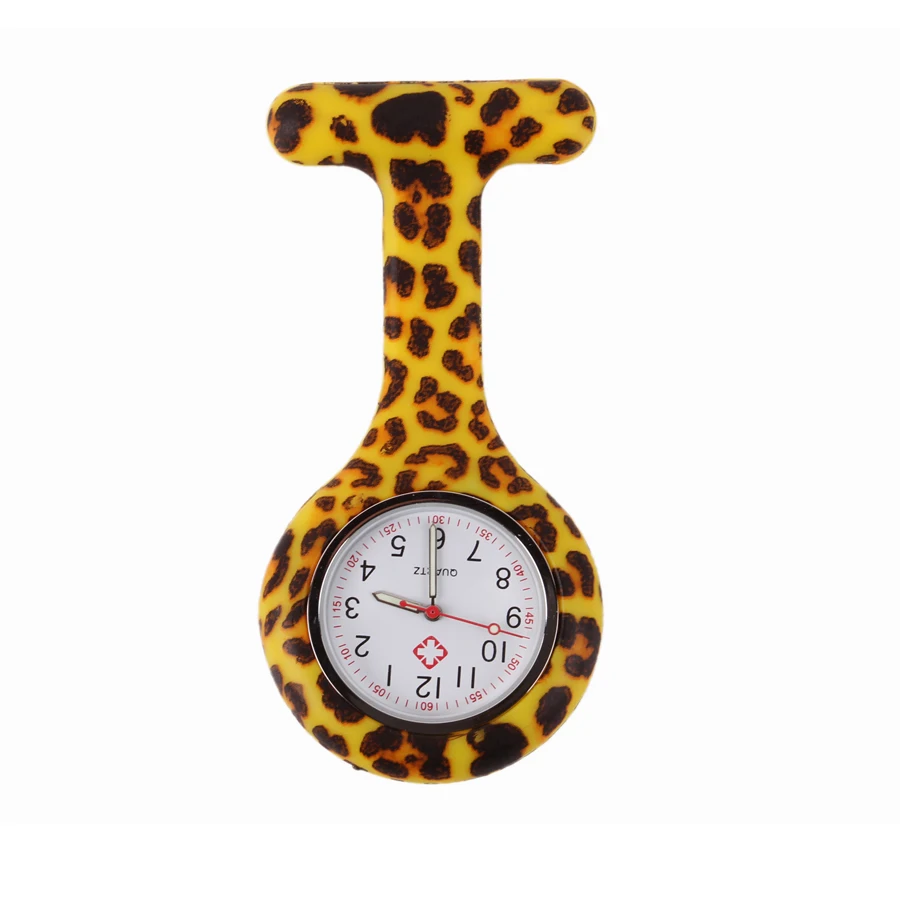 FOB Силиконовые карманные часы для медсестры подарок доктора медсестры узор бабочки японский Movt высокое качество бренд больница Красочные Прекрасные - Color: 10 leopard