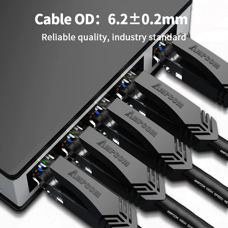 AMPCOM CAT6A Ethernet Cable 10Gbps RJ45 LAN Network Cable, High Speed Gaming UTP Patch 24AWG Strand Wire for Computer, PS5, Xbox
