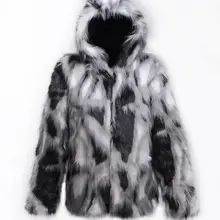 Шикарная зимняя мужская шуба из искусственного лисьего меха, куртка на молнии с капюшоном, верхняя одежда, толстое теплое пальто, повседневное уличное зимнее пальто