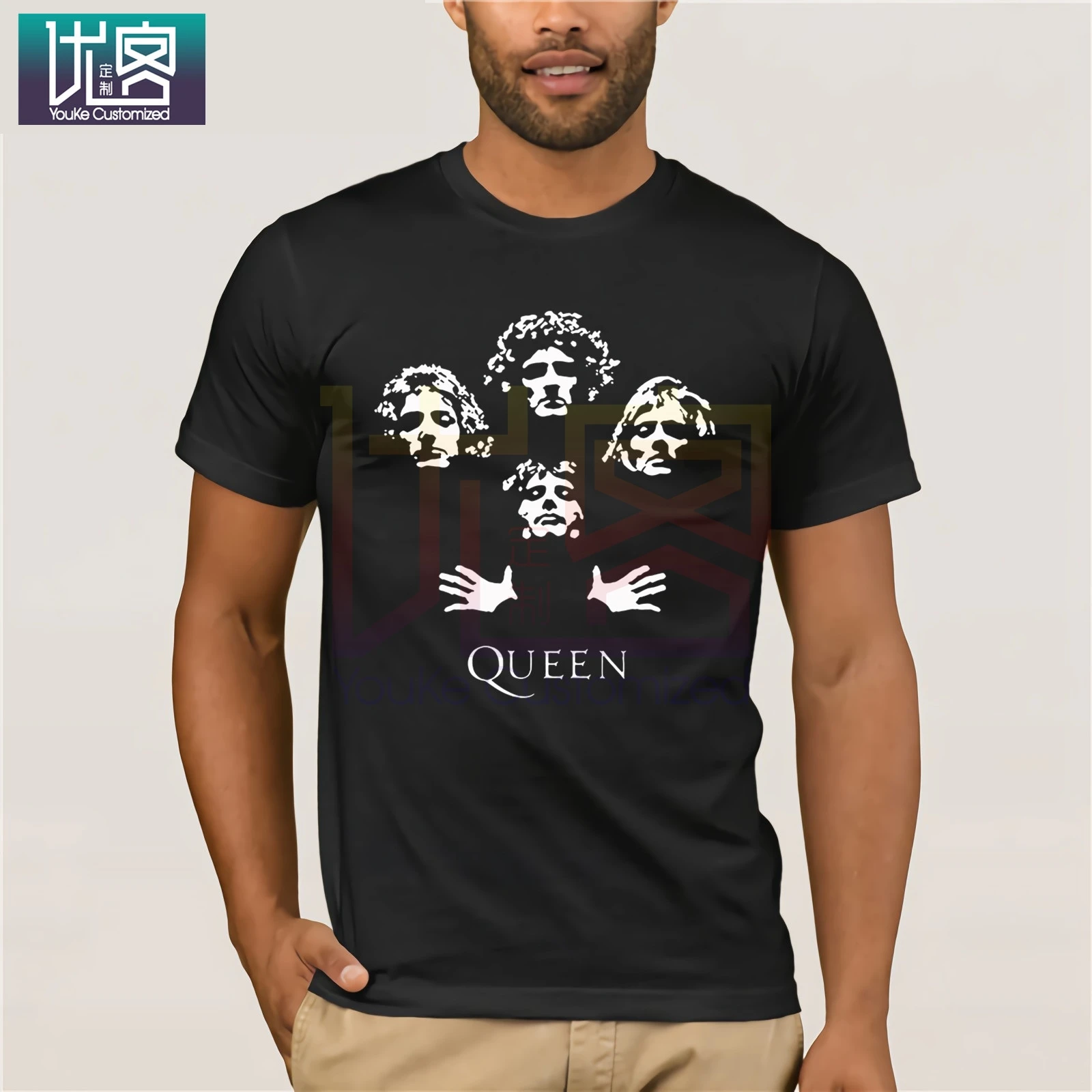 Queen Rock Band Tshirt Bohemian Rhapsody Freddie Mercury Vin Man T-Shirt Fashion T-Shirts Slim Fit O-Neck Vintage Crew Neck |