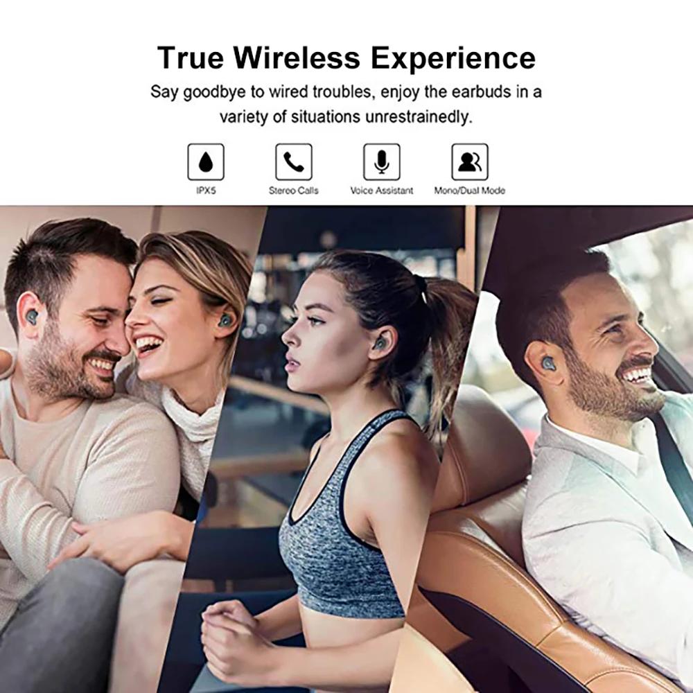 VTIN E12 TWS Earphone Bluetooth 5.0 Wireless Earphones Stereo Sound Waterproof Earbud With Microphone 6H Playtime For Smartphone