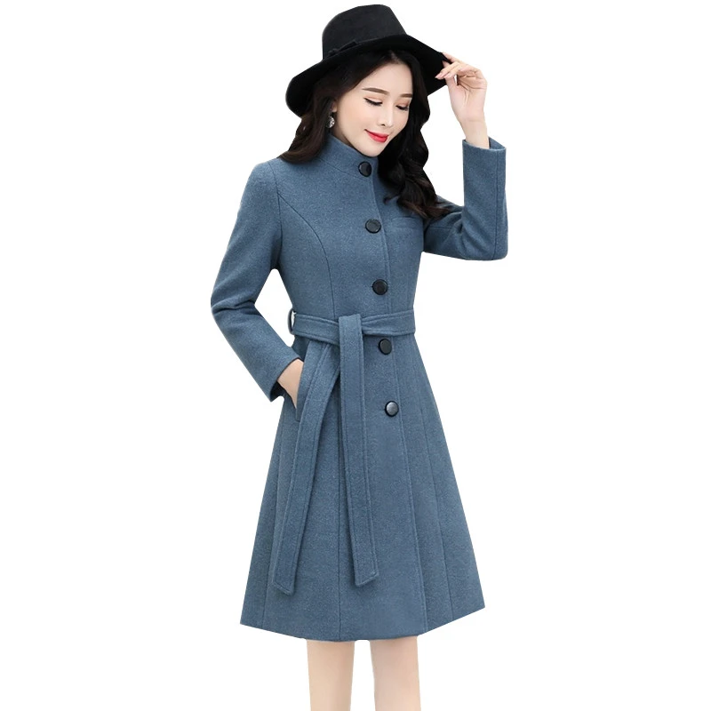 High-end Slim Long Wool Coat Autumn Winter New Korean Wool Jacket Ladies Fashion Woolen Overcoat Women Elegant Outerwear