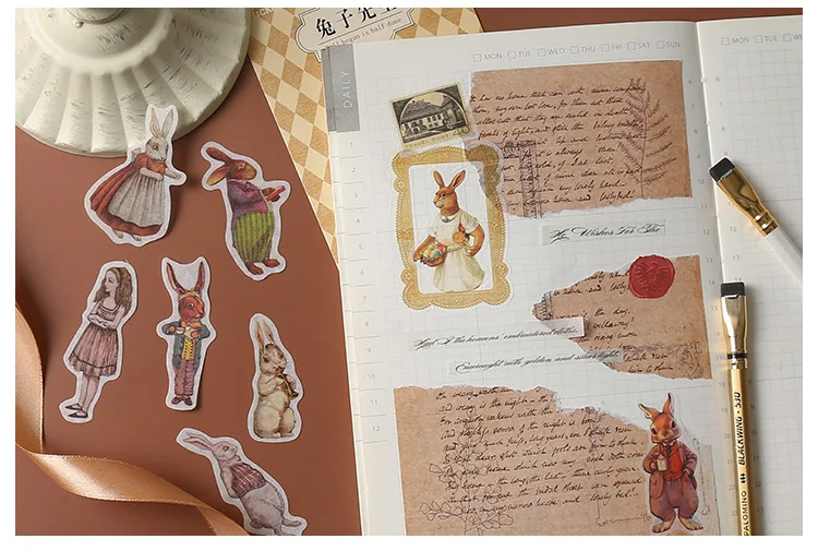 8 моделей искусство Санс Васи бумажный альбом стикер канцелярские растения цветок зеленый лист гриб мультфильм кролик дизайн высечки этикетки наклейки
