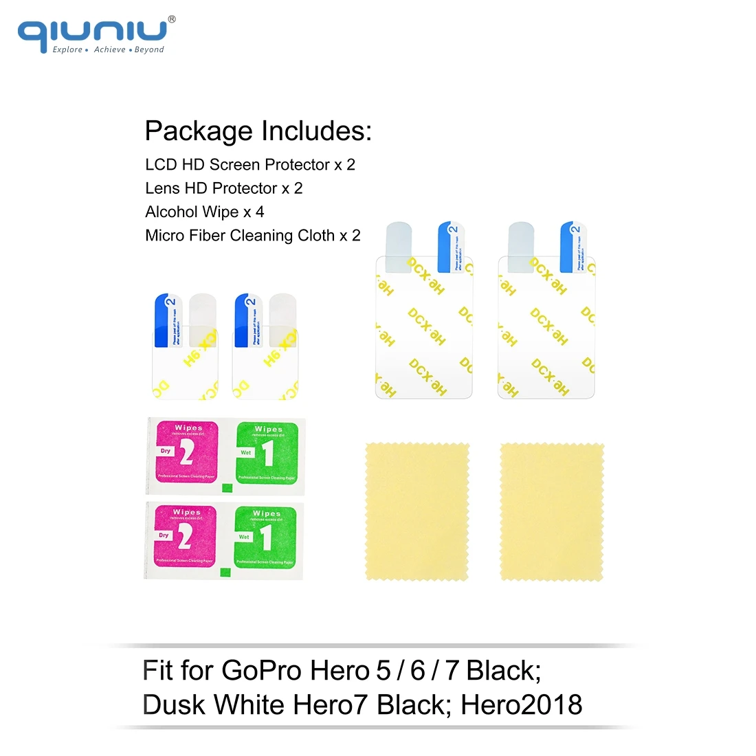 Option 2 QIUNIU ультратонкий HD ЖК-дисплей Экран Защитная крышка объектива+ Экран Защитная пленка для Go Pro Hero 5/6/7 черный для спортивной экшн-камеры Go Pro Hero 7 Серебряного и белого цветов - Цвет: Option 2
