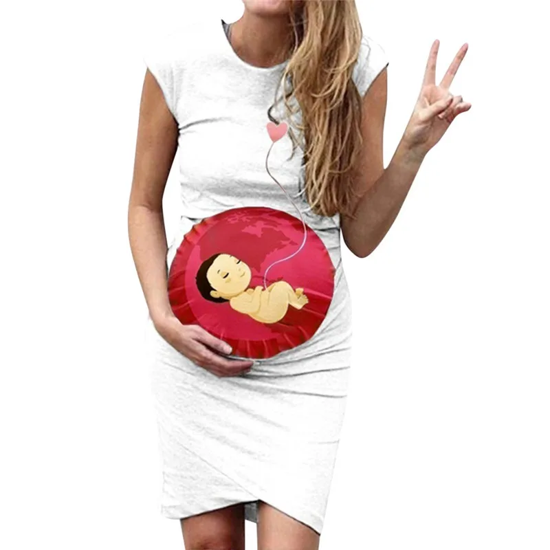 LONSANT/женское платье для беременных без рукавов; платье для беременных с рисунком букв; креативное платье для беременных; Vetement Maternite