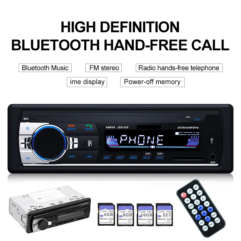 12 В автомобильный MP3 мультимедийный плеер, Bluetooth аудио музыкальный стерео автомобильный Радио MP3-плеер JSD FM Aux Входной приемник SD USB