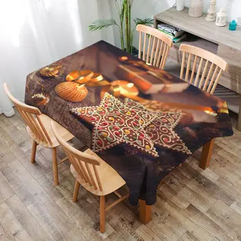 

Christmas Square Tablecloth Gingerbread Man Snowflake Digital Printing Table Cover for Party Supplies Dining Room Kitchen