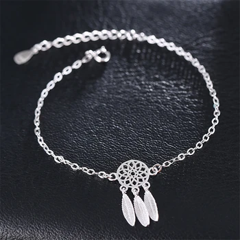 

925 Sterling Silver Dreamcatcher Feather Charm Bracelet For Women Bracelets & Bangles For Girls Gift Pulseira Feminina