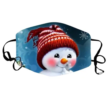 

Christmas Face Mask Reusable Adults Cute Snowman Printed Mouth Mask Unisex Cotton Adjustable Outdoor Protective Mask Mascarillas
