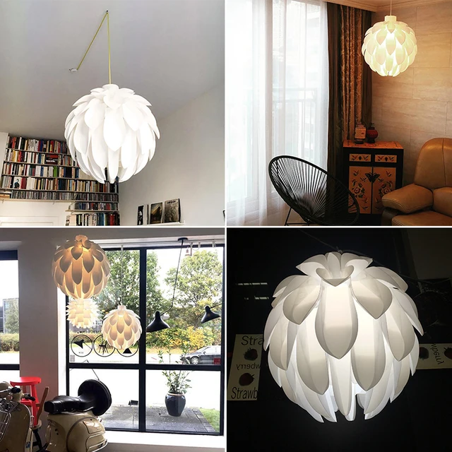 Diy pvc 100-240vランプシェードled照明器具花花弁形状45センチ 