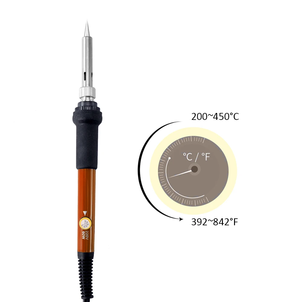 60 Вт профессиональный Электрический Регулируемый температура 200-450 ℃ паяльник сварочный ремонт DIY ручной инструмент