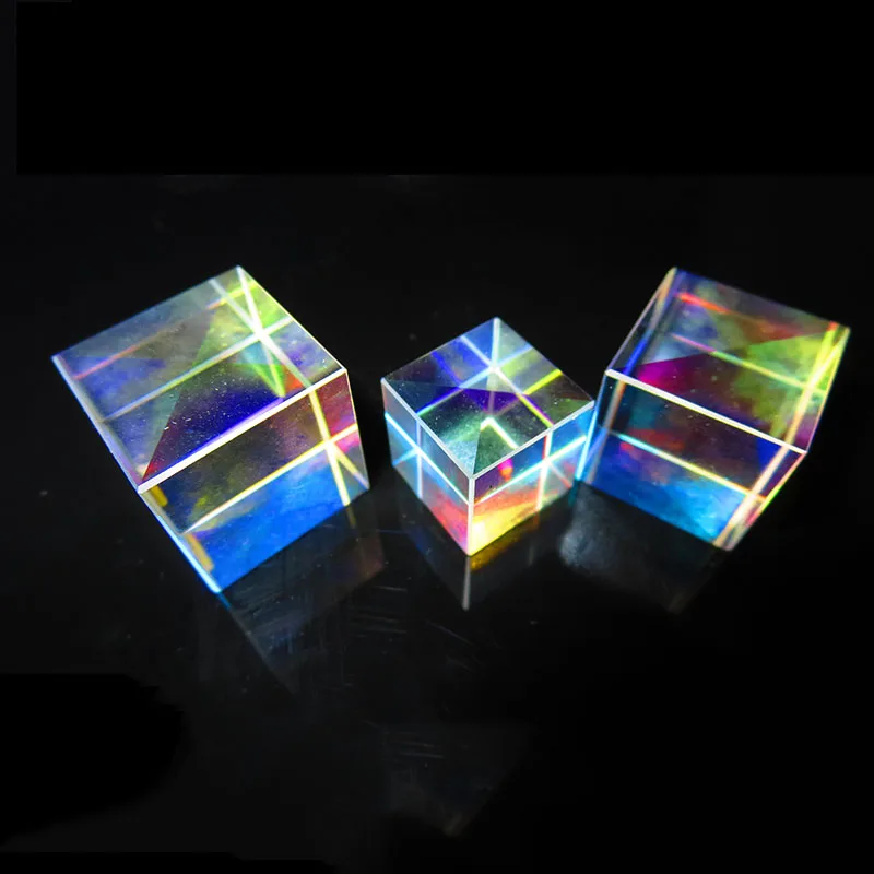 Splitter Cube Prism Six-Sided rainbow Light Combine Colorful Stained Glass Beam Splitter Optical Experiment Instruments Prisma