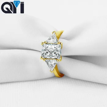 

1.5 ct 14K Solid Yellow Gold Rings Rectangle Cut Sona Simulated Diamond Halo Rings For Women Wedding Engagement Jewelry
