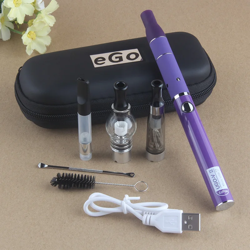4 в 1 испаритель комплект UGO V II батарея микро USB зарядка сухая трава Vape воск толстый масло Eliquid картриджи EVOD 4в1 наборы электронных сигарет - Цвет: Purple