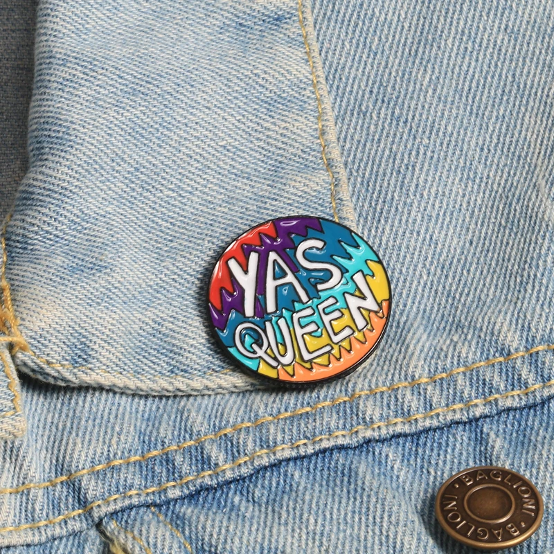 Женская эмалированная брошь YAS QUEEN брошка с радужными круглыми пуговицами