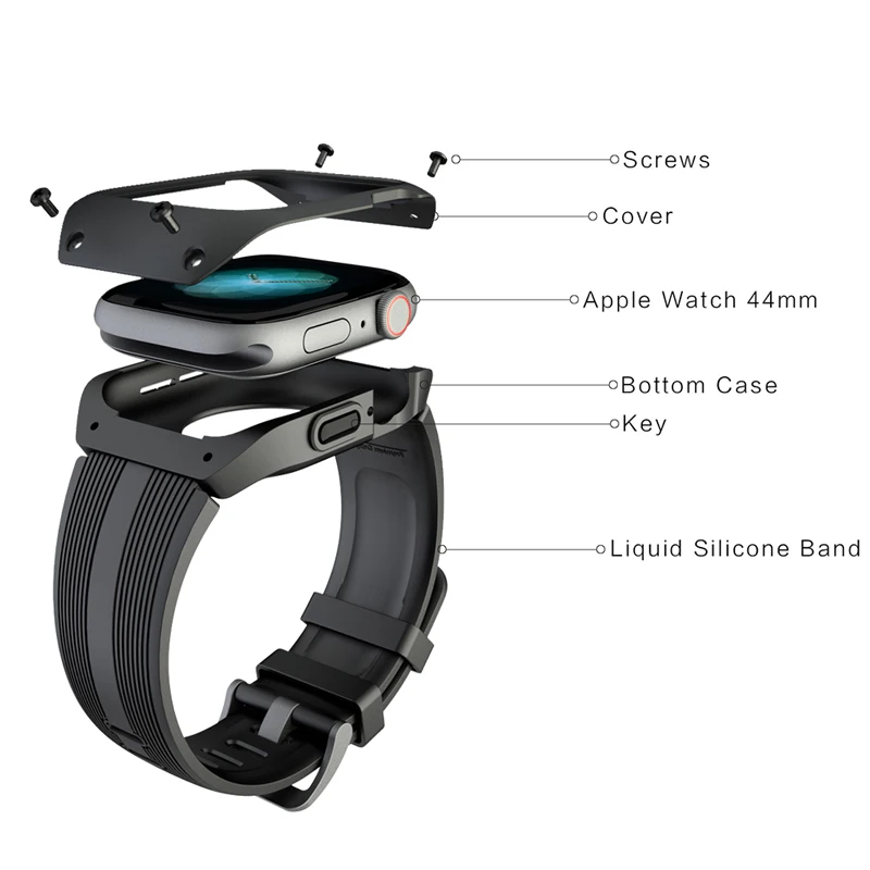 

Silicone Watch Bands TPU Watch Case For Apple Watch Strap 44mm Full Frame Screen Protector For iWatch Series 5/4 44mm Wristband