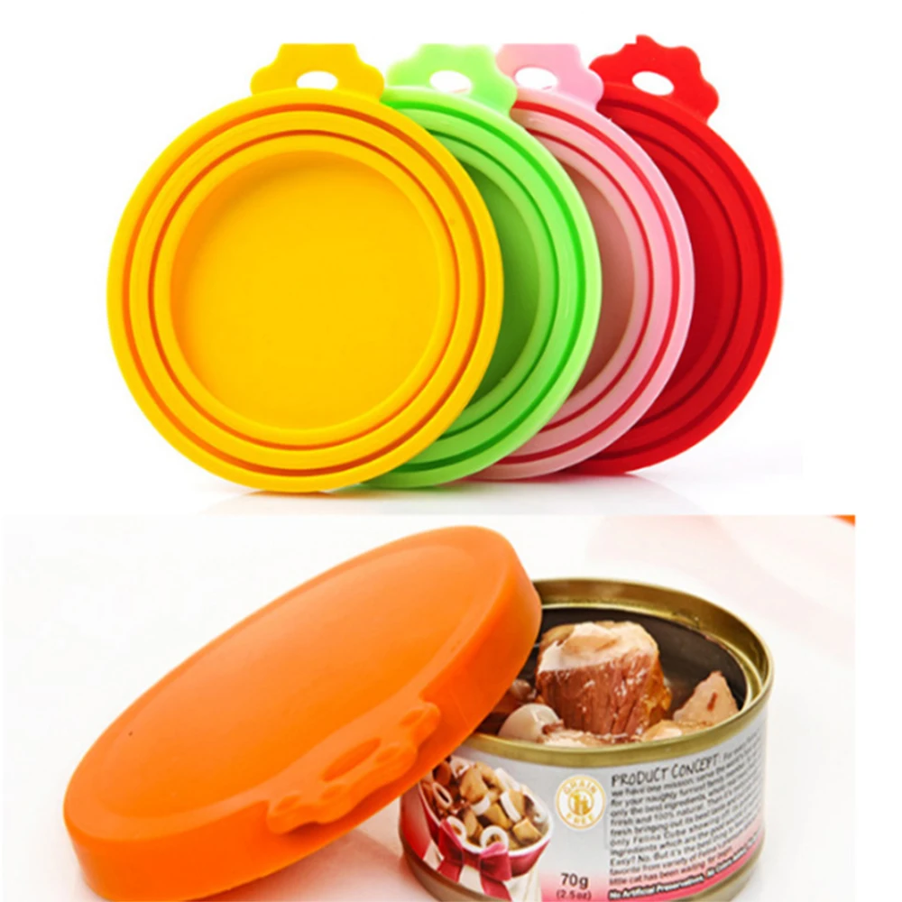 3 In 1 Reusable Pet Food Can Cover Silicone Dogs Cats Storage Tin Cap