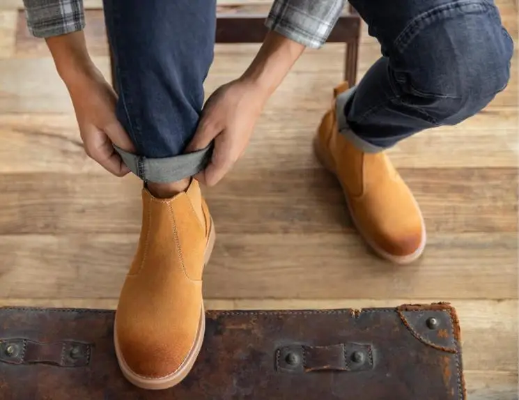 Оригинальные кожаные ботинки челси xiaomi высокого качества; замшевые ботинки из ткани с резинкой; мужские ботинки; 4 цвета; умный дом