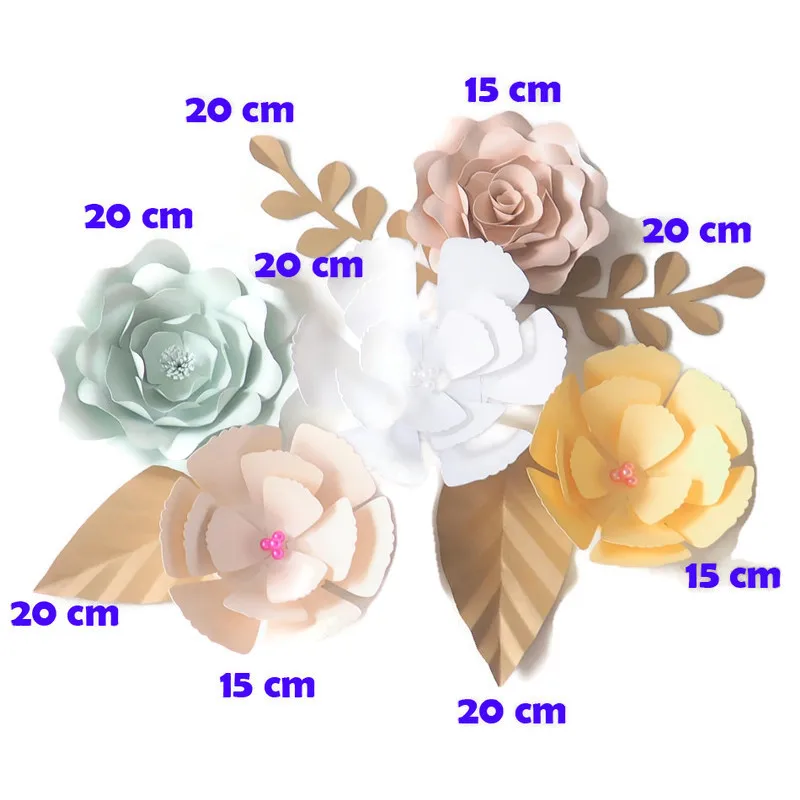 DIY Artificial Flowers Fleurs Artificielles Backdrop Giant Paper 5PCS 4 Leave Wedding Party Decoration Baby Shower | Дом и сад