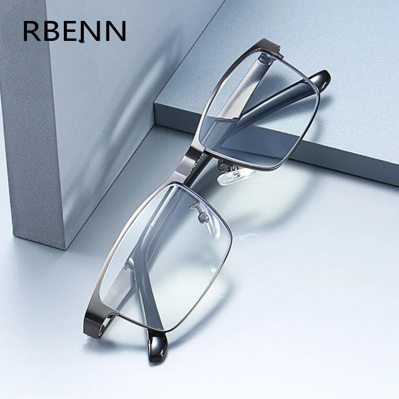 Rbenn Stainless Steel Men Business Reading Glasses For Reader Mens