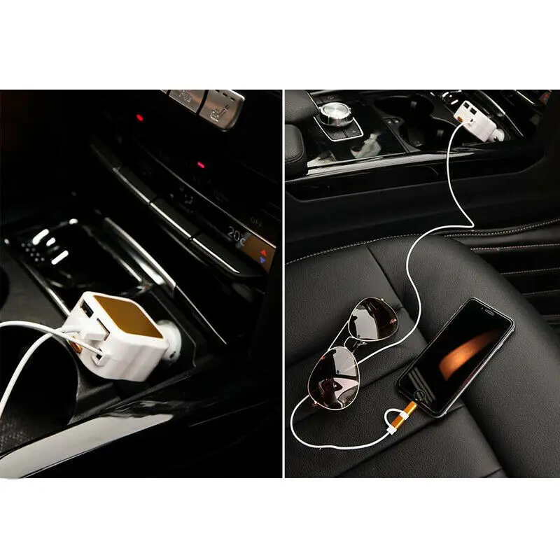 Горячая 2 в 1 выдвижное автомобильное зарядное устройство двойной USB адаптер питания зарядка для мобильного телефона X66