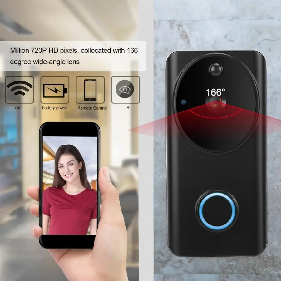 

Wireless Doorbell 720P HD Smart Security WiFi Video Doorbell Intercom Door Bell IR PIR Night Vision DoorBell for Tuya